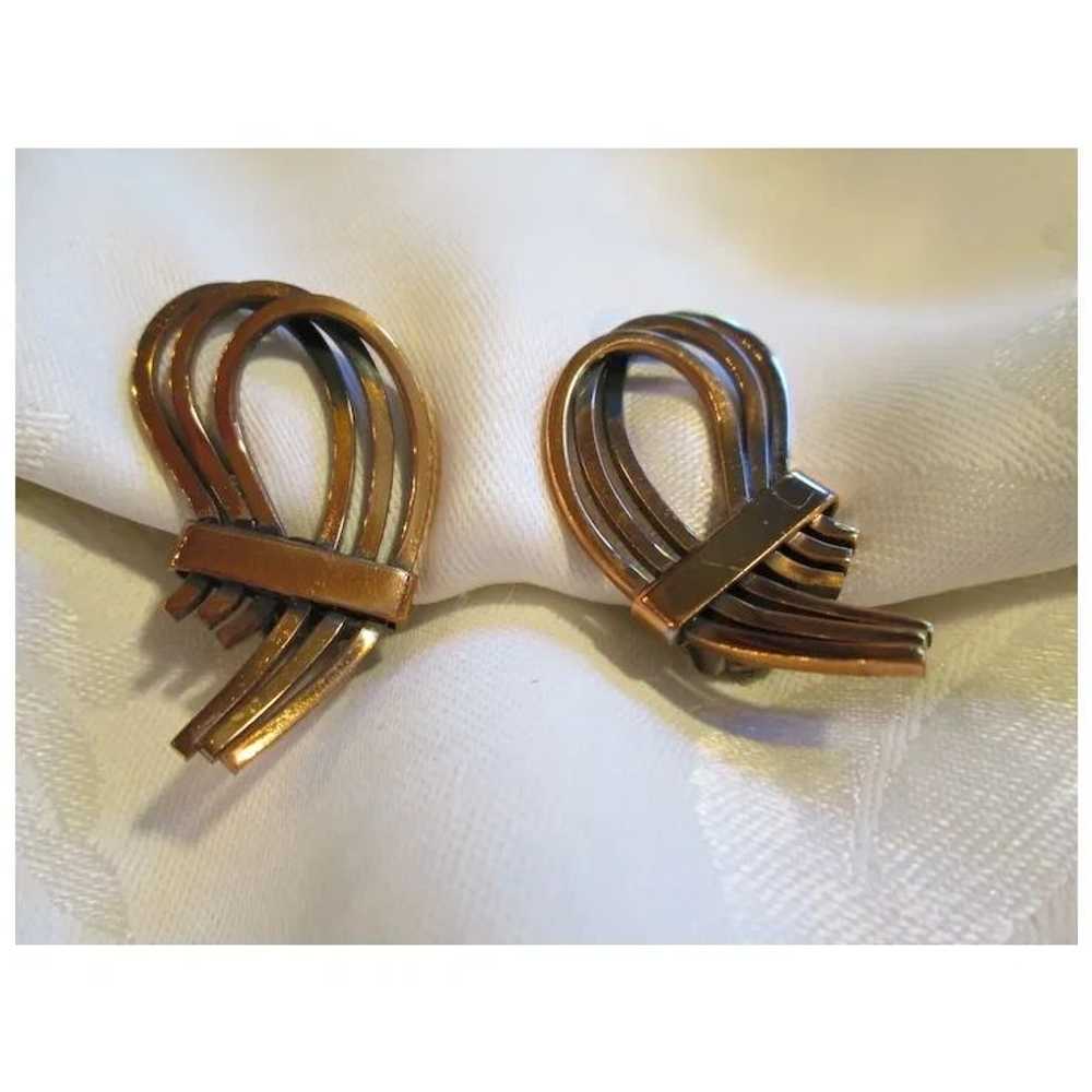 Renoir "Rhythm" Copper Clip-on Earrings - image 1