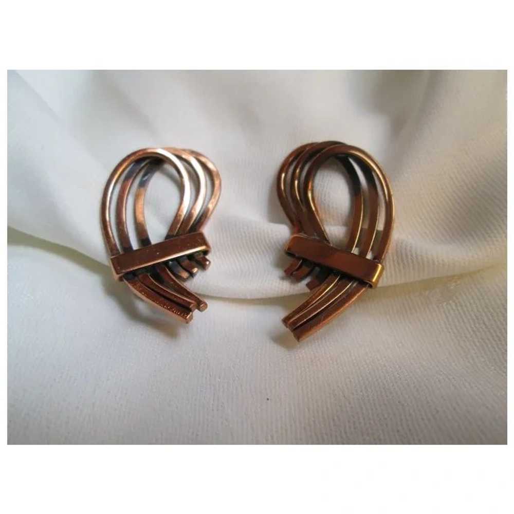 Renoir "Rhythm" Copper Clip-on Earrings - image 2