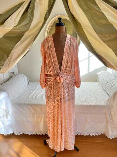 Vintage Rare 1940s Devore Silk Gown