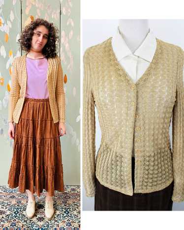 Vintage 1990s Dorothy Perkins Golden Crochet Cardi