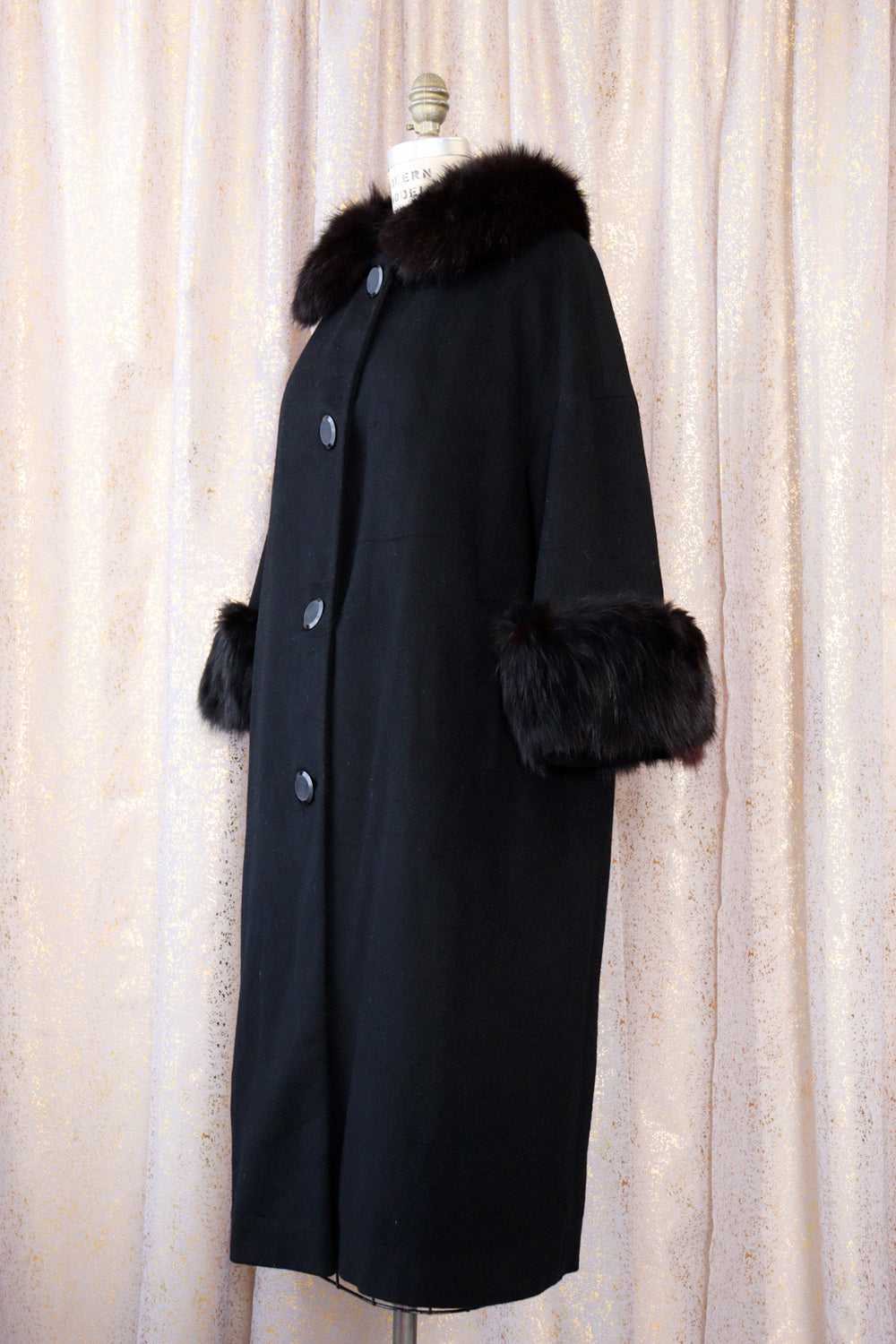 Onyx Fox Fur Trim Coat S/M - image 3