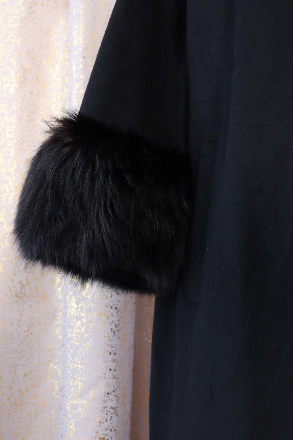 Onyx Fox Fur Trim Coat S/M - image 4
