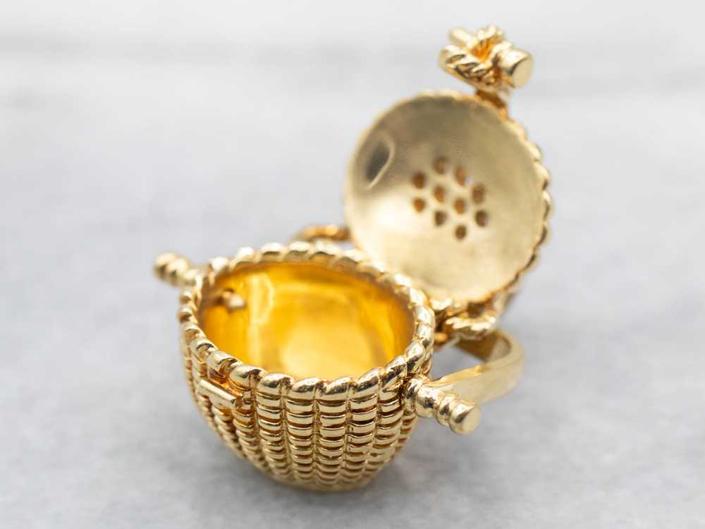 Yellow Gold Nantucket Basket Pendant with Diamond… - image 3