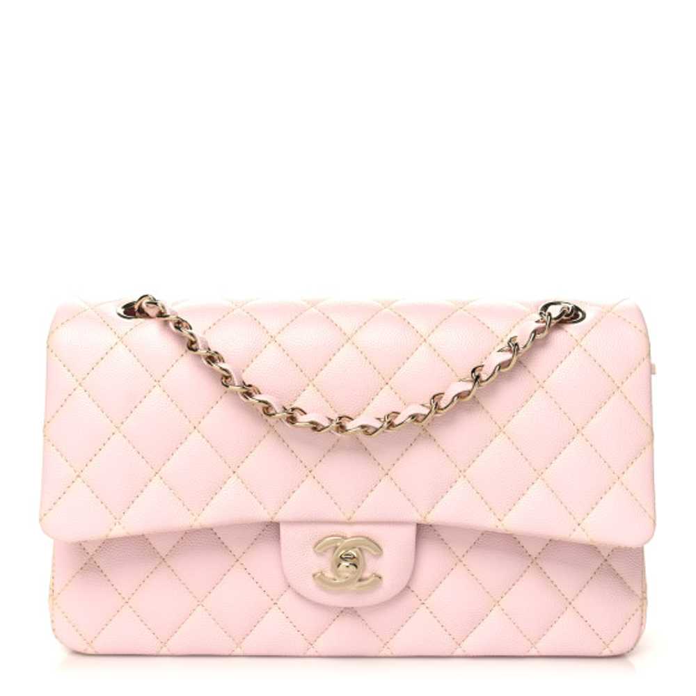 CHANEL Caviar Quilted Medium Double Flap Light Pi… - image 1