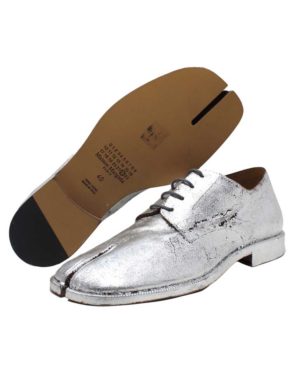 Maison Margiela Cracked Silver Tabi Oxford Shoes,… - image 5