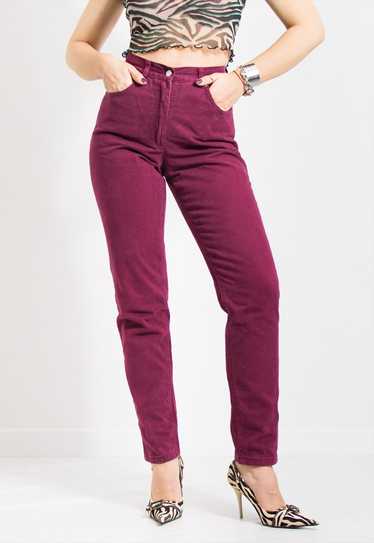 Vintage 90's mom jeans in burgundy denim John Ban… - image 1