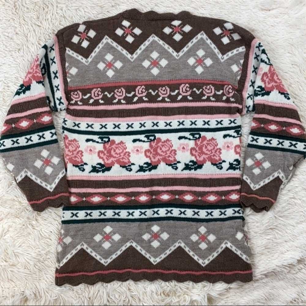 Vintage Dana Scott Scalloped Rose Sweater Granny … - image 7