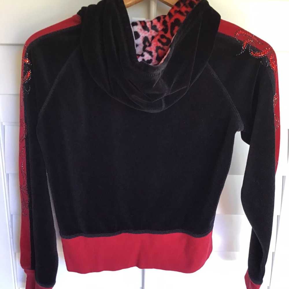 Vintage Y2K velvet red and black sweatshirt - image 6