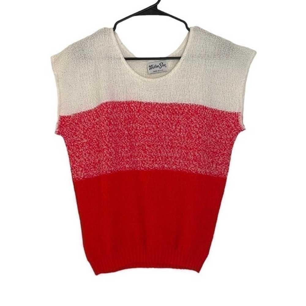Vintage USA Hand-Knit Short Sleeve Stretch Sweater - image 1