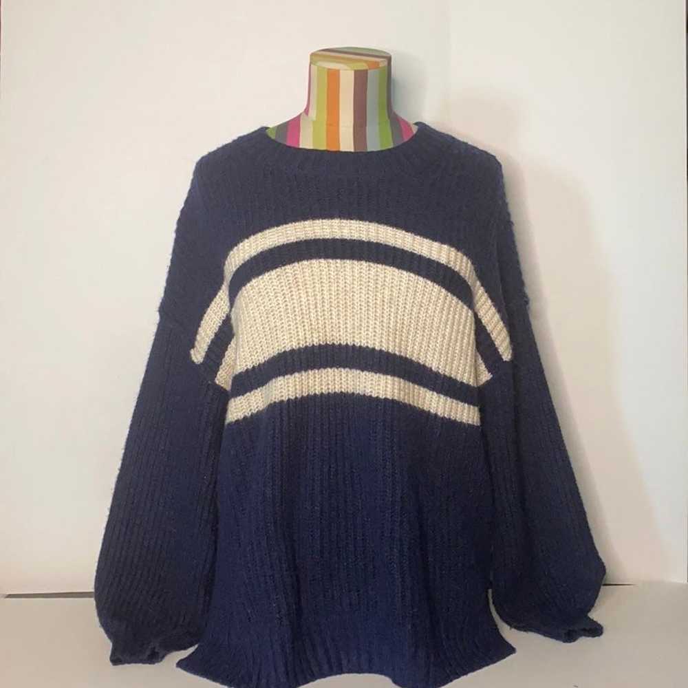 American Eagle Navy and Cream Knitted Sweater - image 1
