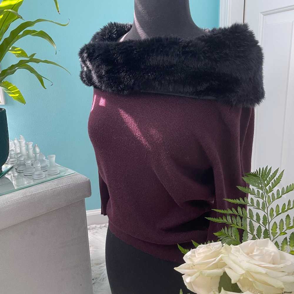 Vintage Fur Collar Sweater - image 2