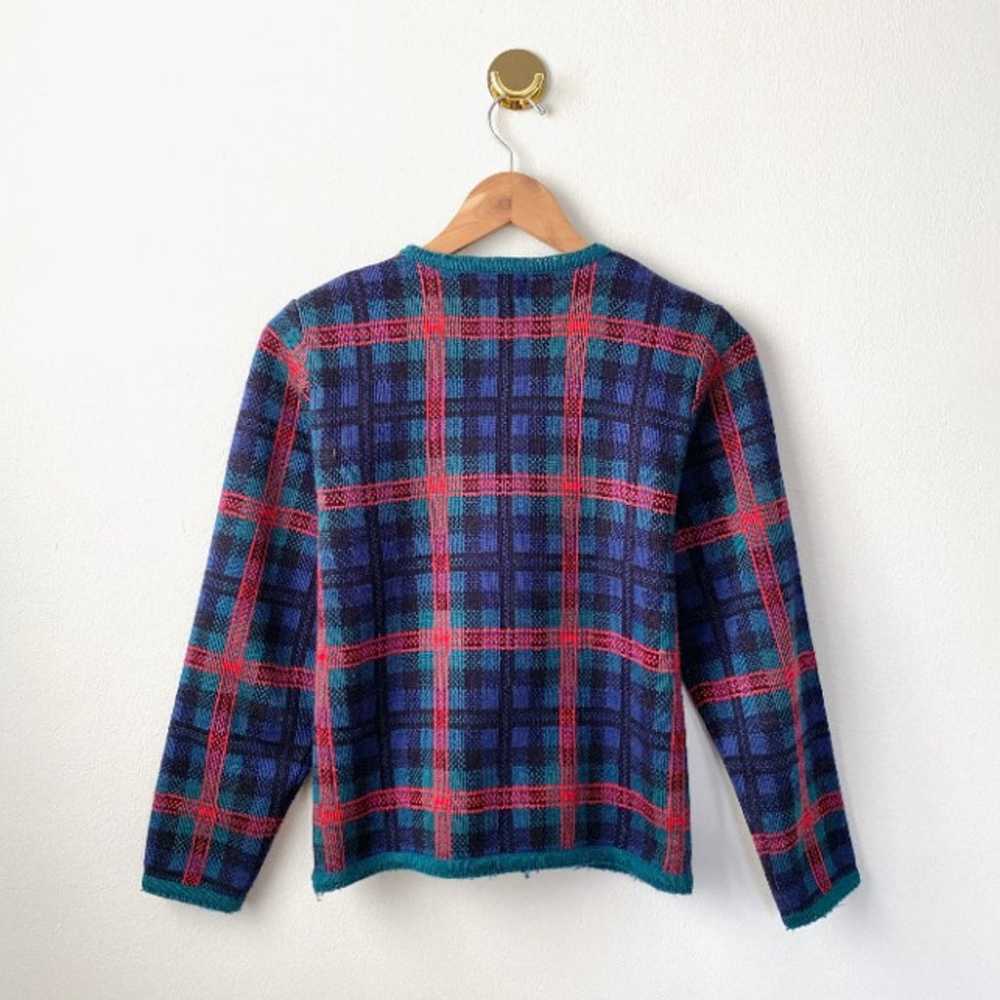 Vintage Festive Plaid Cardigan Sweater - image 6