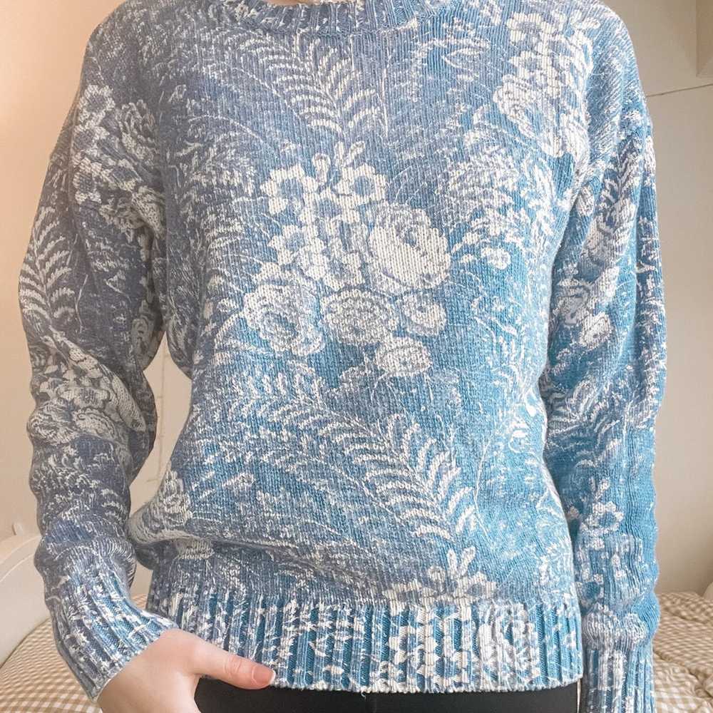 Vintage Ralph Lauren Blue Floral Crewneck Sweater - image 5