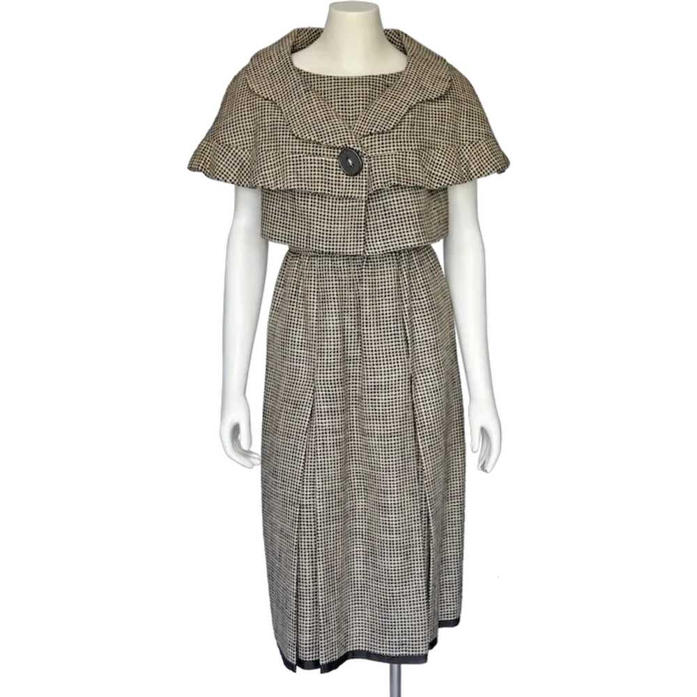 Late 50s Early 60s Houndstooth Galanos Dress with… - image 1