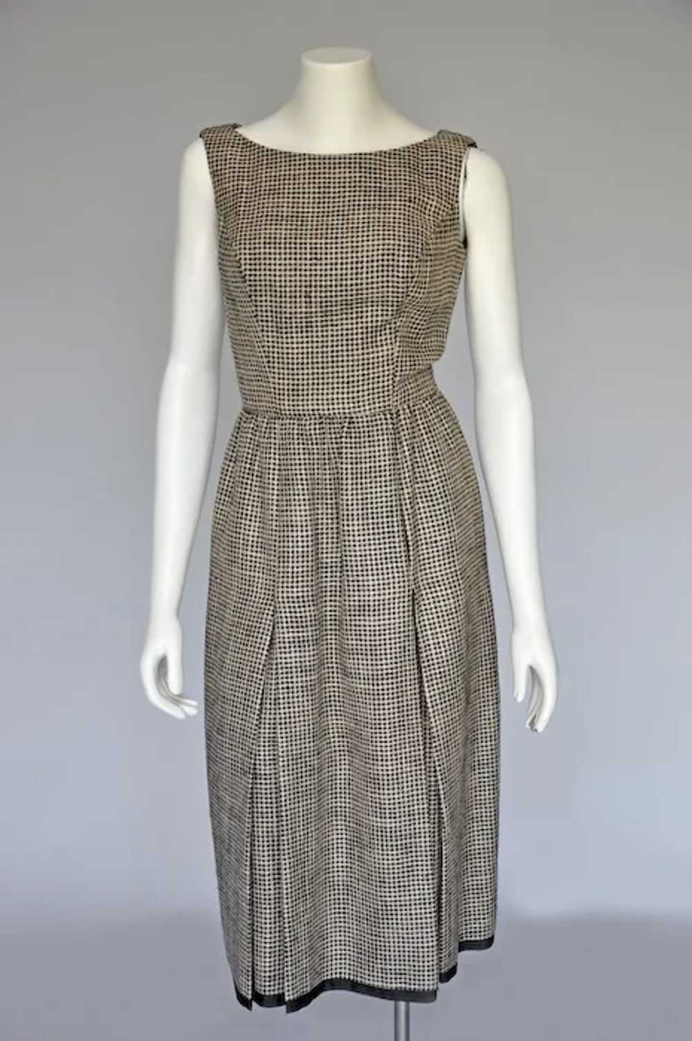 Late 50s Early 60s Houndstooth Galanos Dress with… - image 2