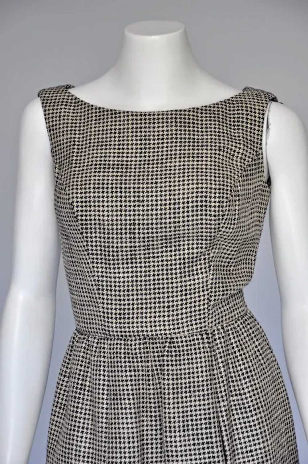 Late 50s Early 60s Houndstooth Galanos Dress with… - image 3