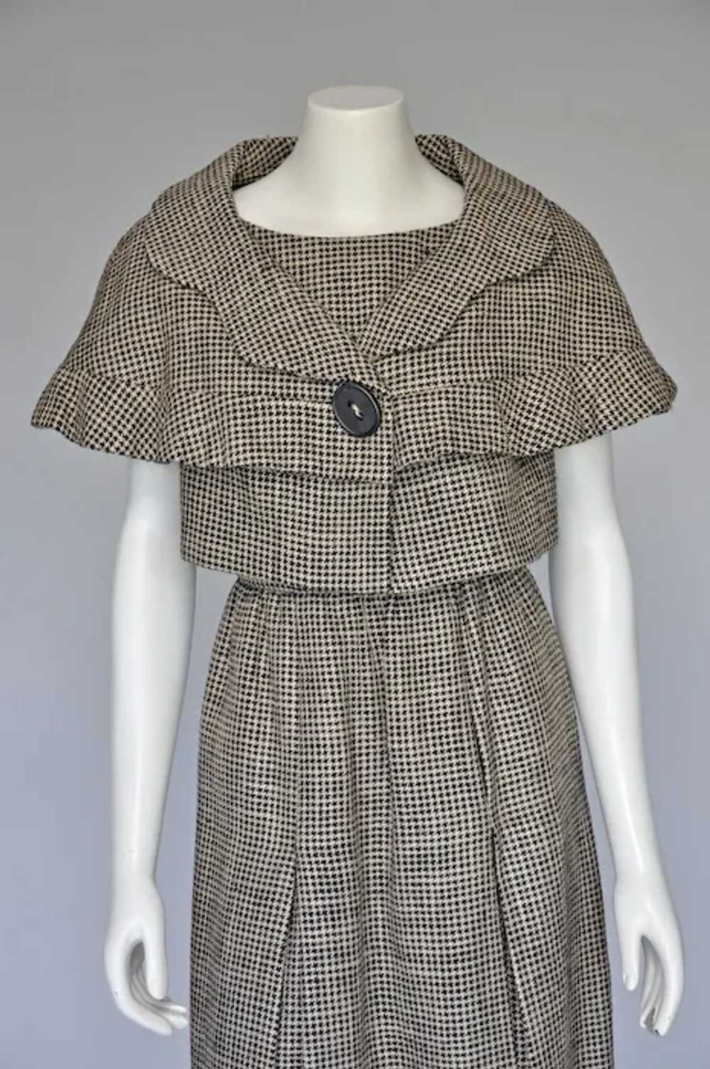 Late 50s Early 60s Houndstooth Galanos Dress with… - image 4
