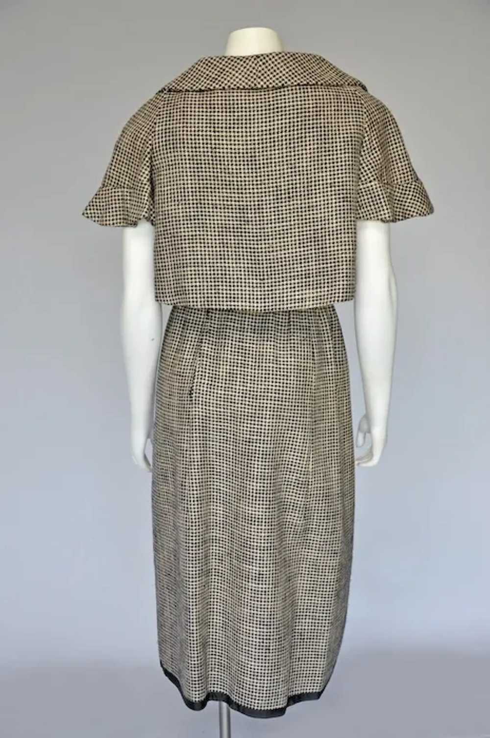 Late 50s Early 60s Houndstooth Galanos Dress with… - image 8