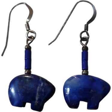 Zuni Lapis Lazuli Bear Earrings