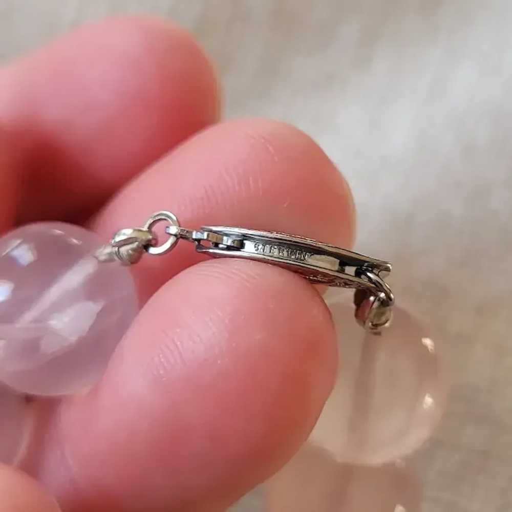 Vintage Rose Quartz Bead, Sterling Silver, & Marc… - image 10