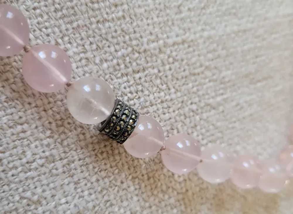 Vintage Rose Quartz Bead, Sterling Silver, & Marc… - image 4