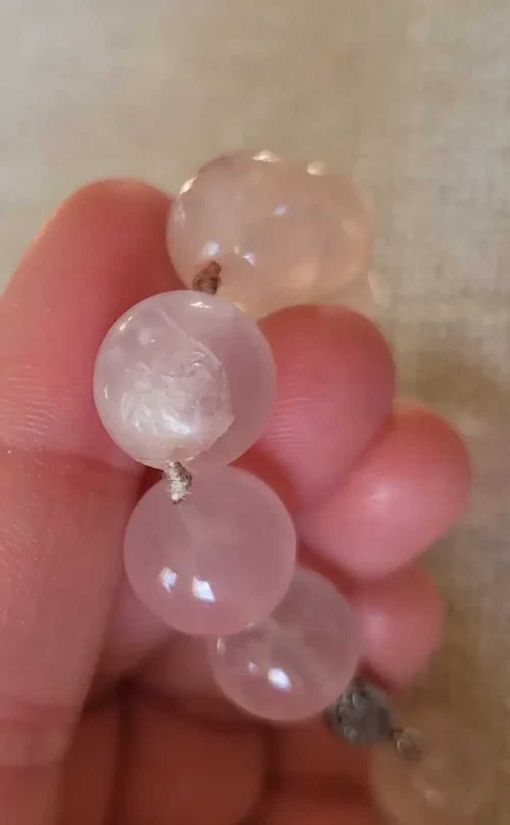 Vintage Rose Quartz Bead, Sterling Silver, & Marc… - image 5