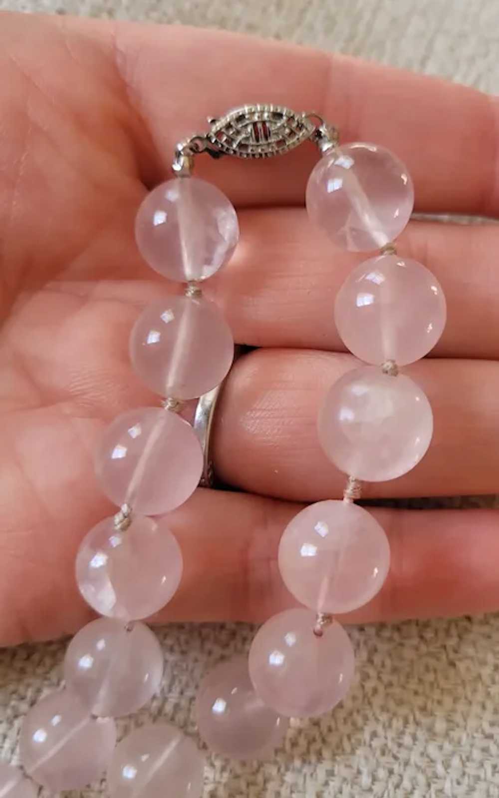 Vintage Rose Quartz Bead, Sterling Silver, & Marc… - image 8