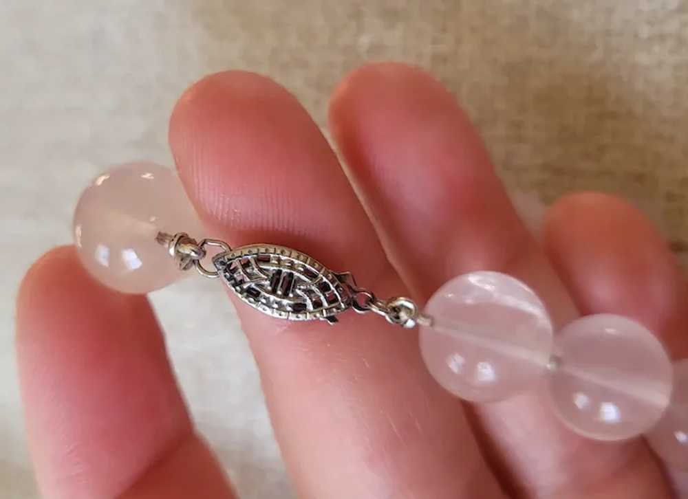 Vintage Rose Quartz Bead, Sterling Silver, & Marc… - image 9