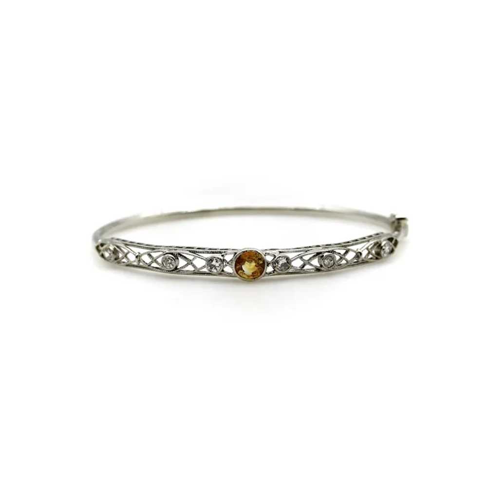 Edwardian Yellow Sapphire and Diamond Filigree Br… - image 3