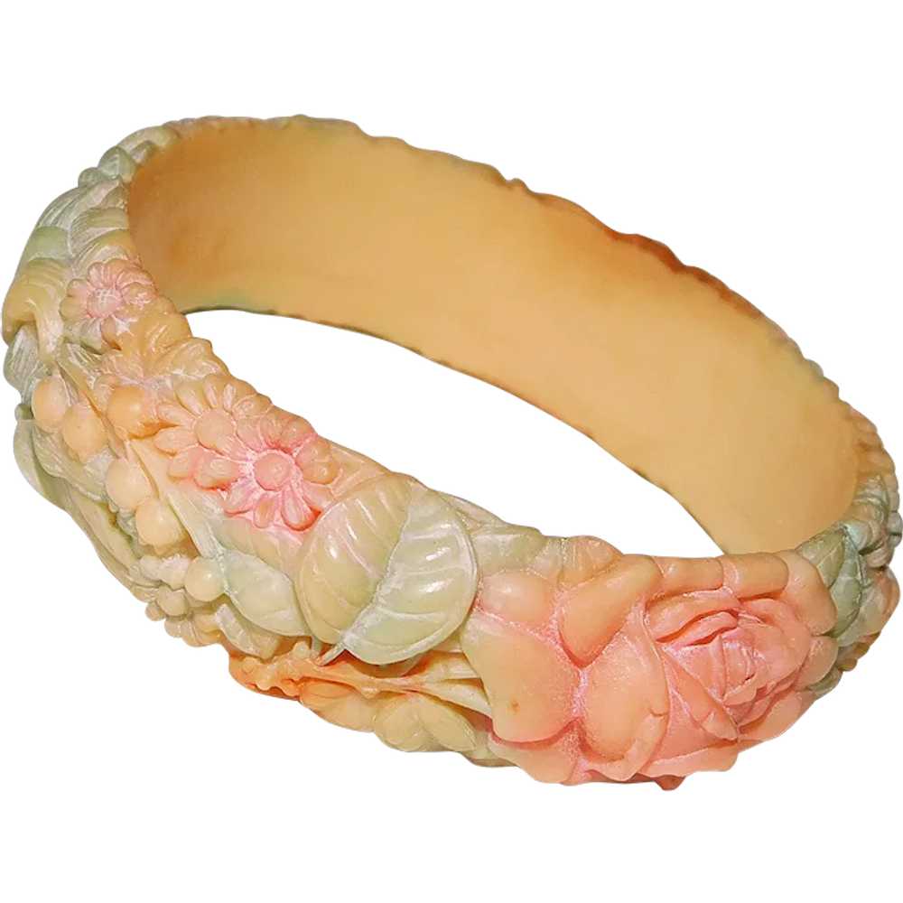 Fabulous CELLULOID Lily of the Valley & Rose Flow… - image 1