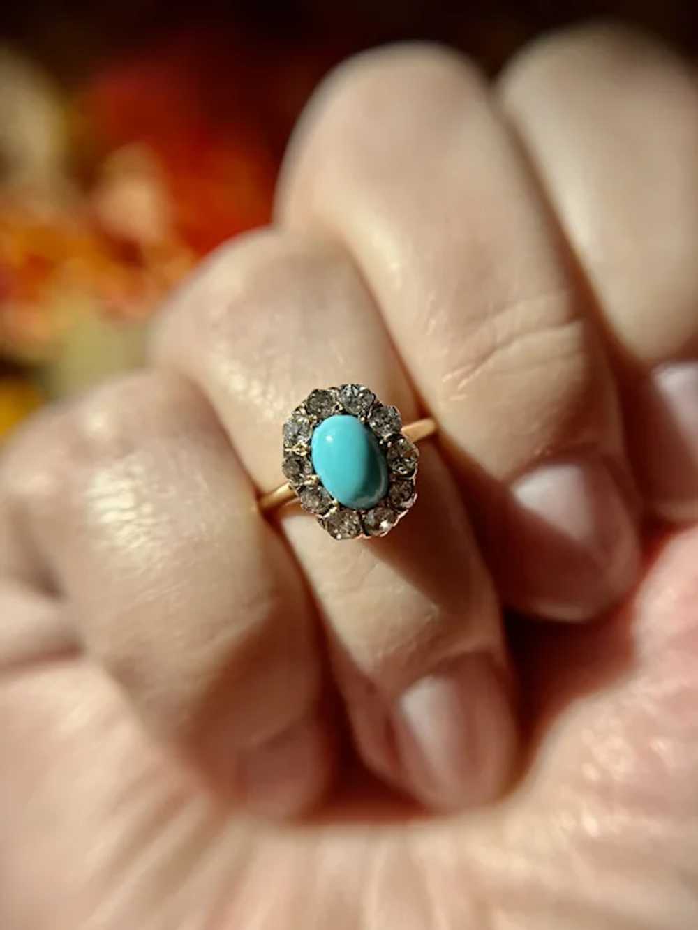 Antique Victorian Turquoise Cabochon and Old Mine… - image 4