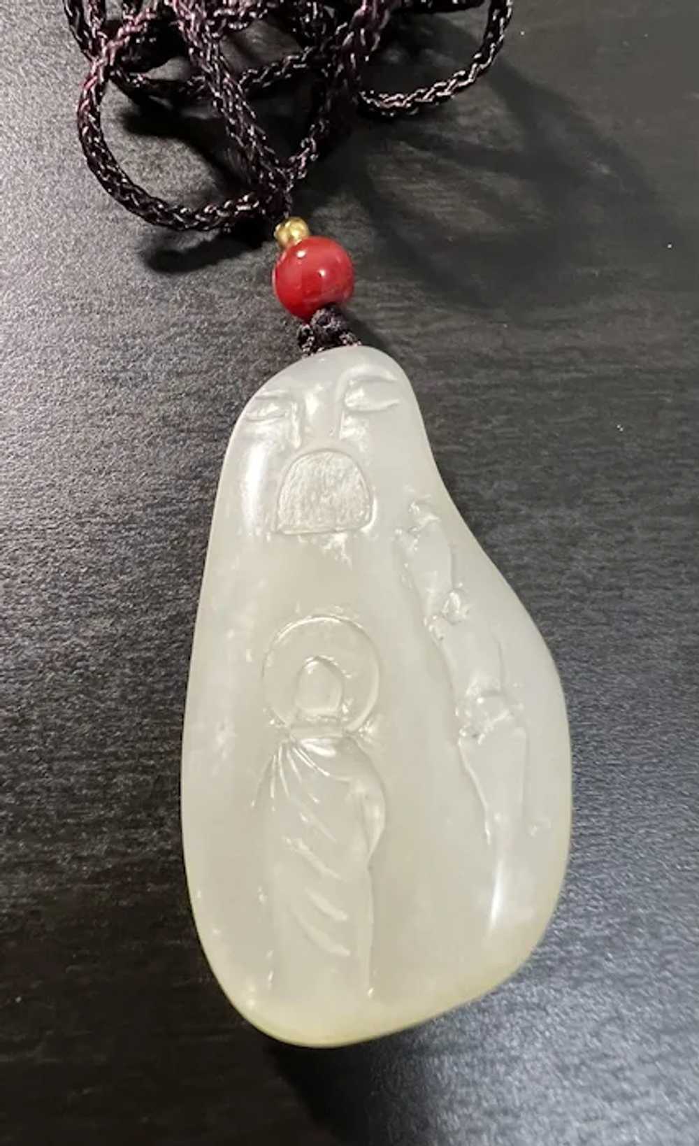 Unique Nephrite Jade Blessing Pendant - image 2