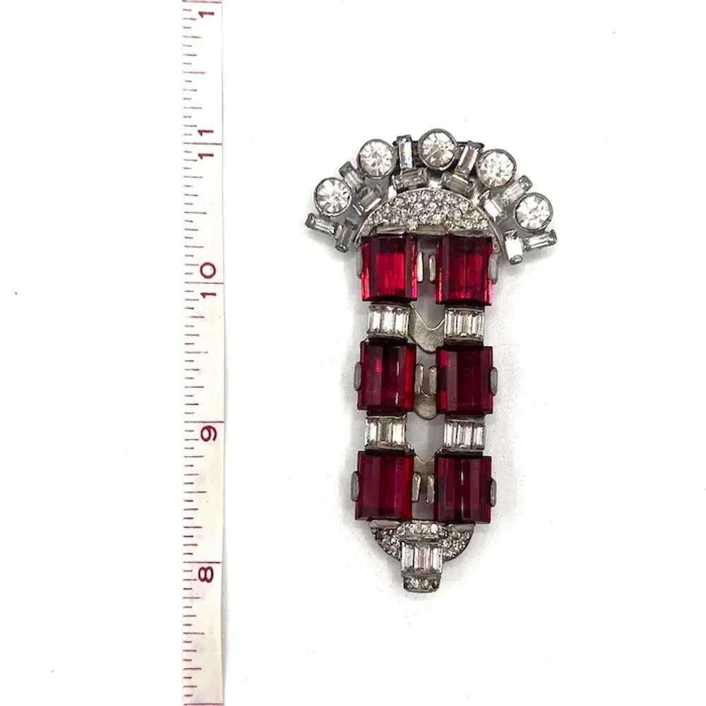 KLVETTE Rare Art Deco Pink and Clear Dress Clip - image 3