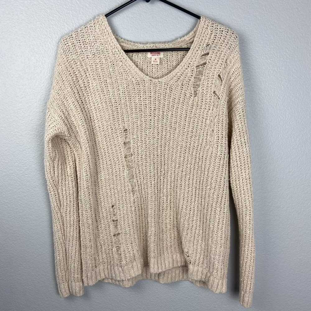 Mossimo Cream Distressed Pullover Size M - image 1