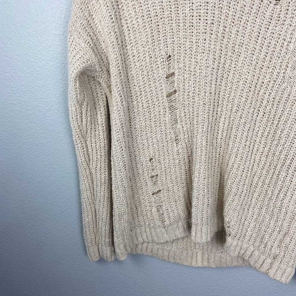 Mossimo Cream Distressed Pullover Size M - image 3