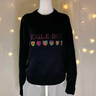 Bugle boy vintage Y2k embroidered black sweater. - image 1