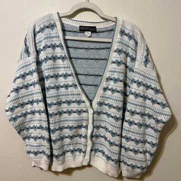 Vintage BraunStyle Heavy Knit White, Blue and Bro… - image 1
