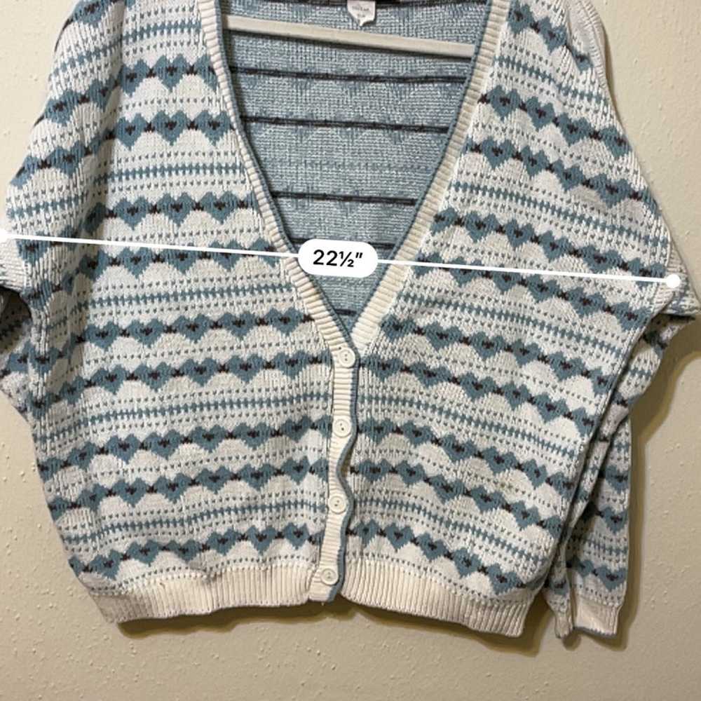 Vintage BraunStyle Heavy Knit White, Blue and Bro… - image 2