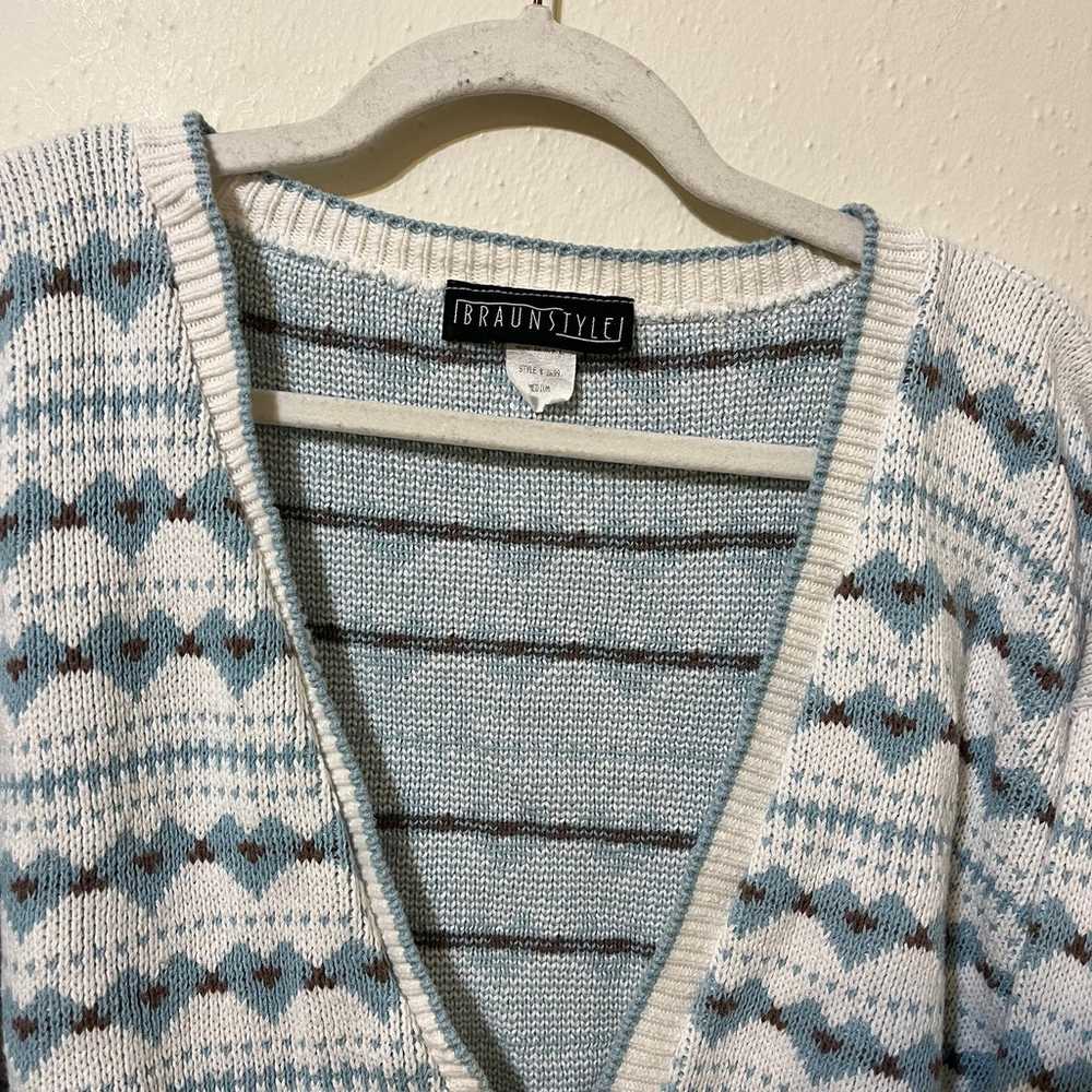 Vintage BraunStyle Heavy Knit White, Blue and Bro… - image 4