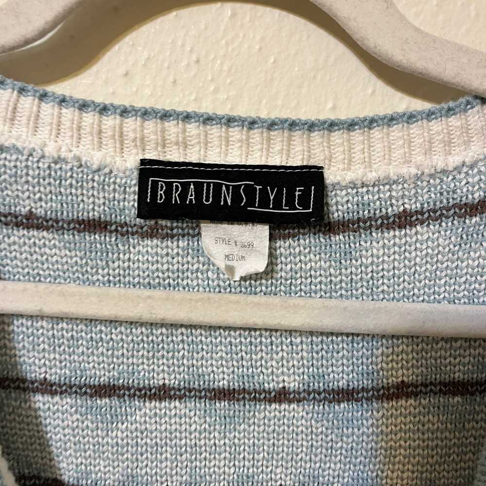 Vintage BraunStyle Heavy Knit White, Blue and Bro… - image 6