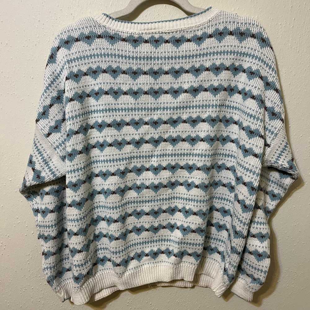 Vintage BraunStyle Heavy Knit White, Blue and Bro… - image 8