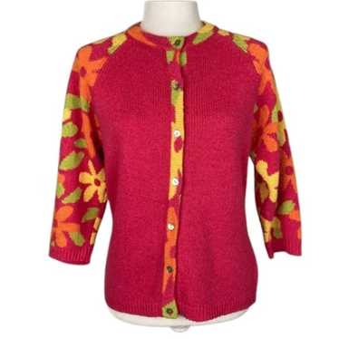 Vintage Button Down Floral Cardigan Sweater Size … - image 1
