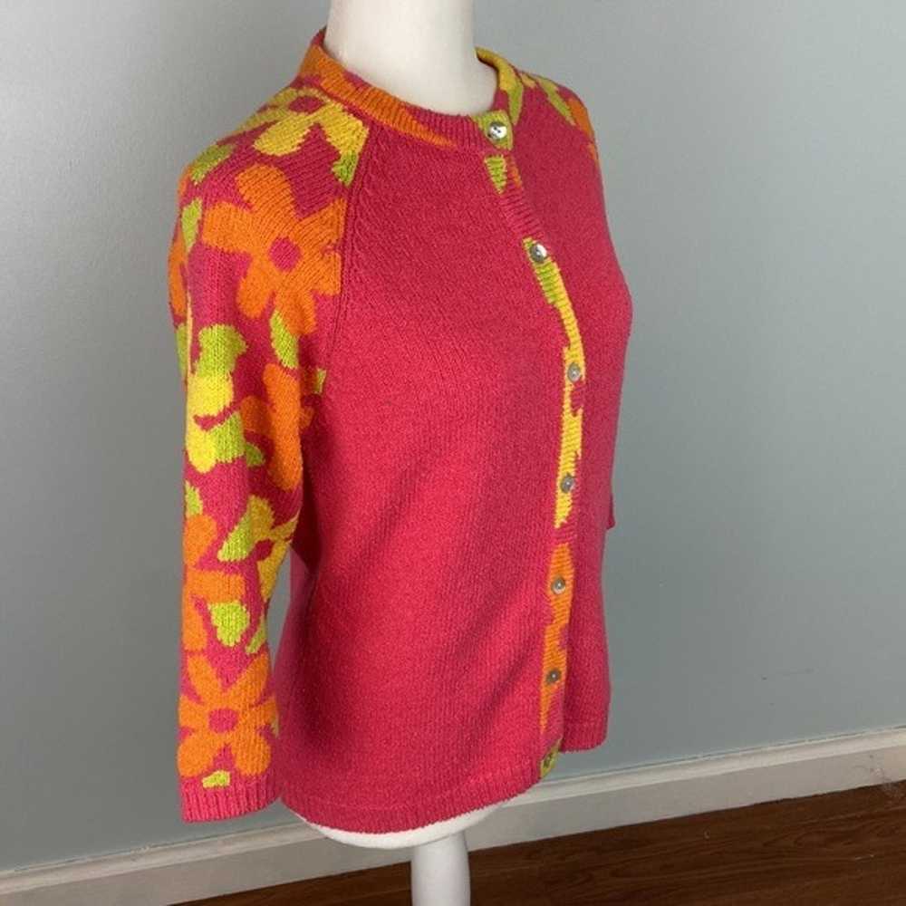 Vintage Button Down Floral Cardigan Sweater Size … - image 4