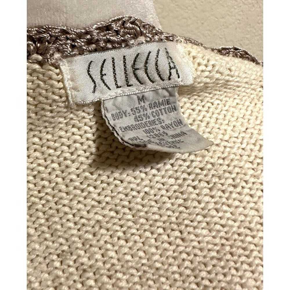 Sellecca Vintage 90s Cream Beaded Knit Oversized … - image 6