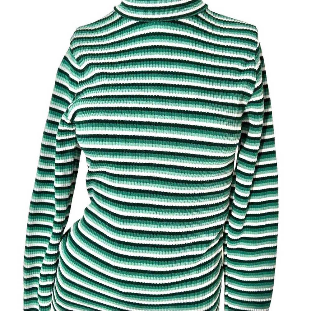 Vintage 70s green striped turtleneck - image 2