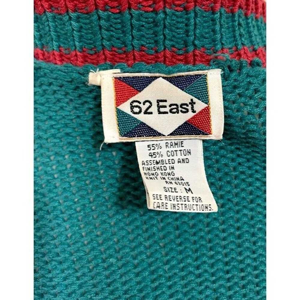 62 East Vintage 80s Teal Retro Knit Sweater Cardi… - image 5