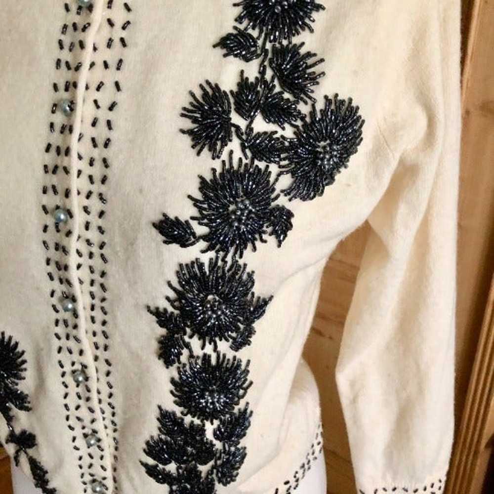 Vintage 50’s Beaded Sweater, Size M - image 4