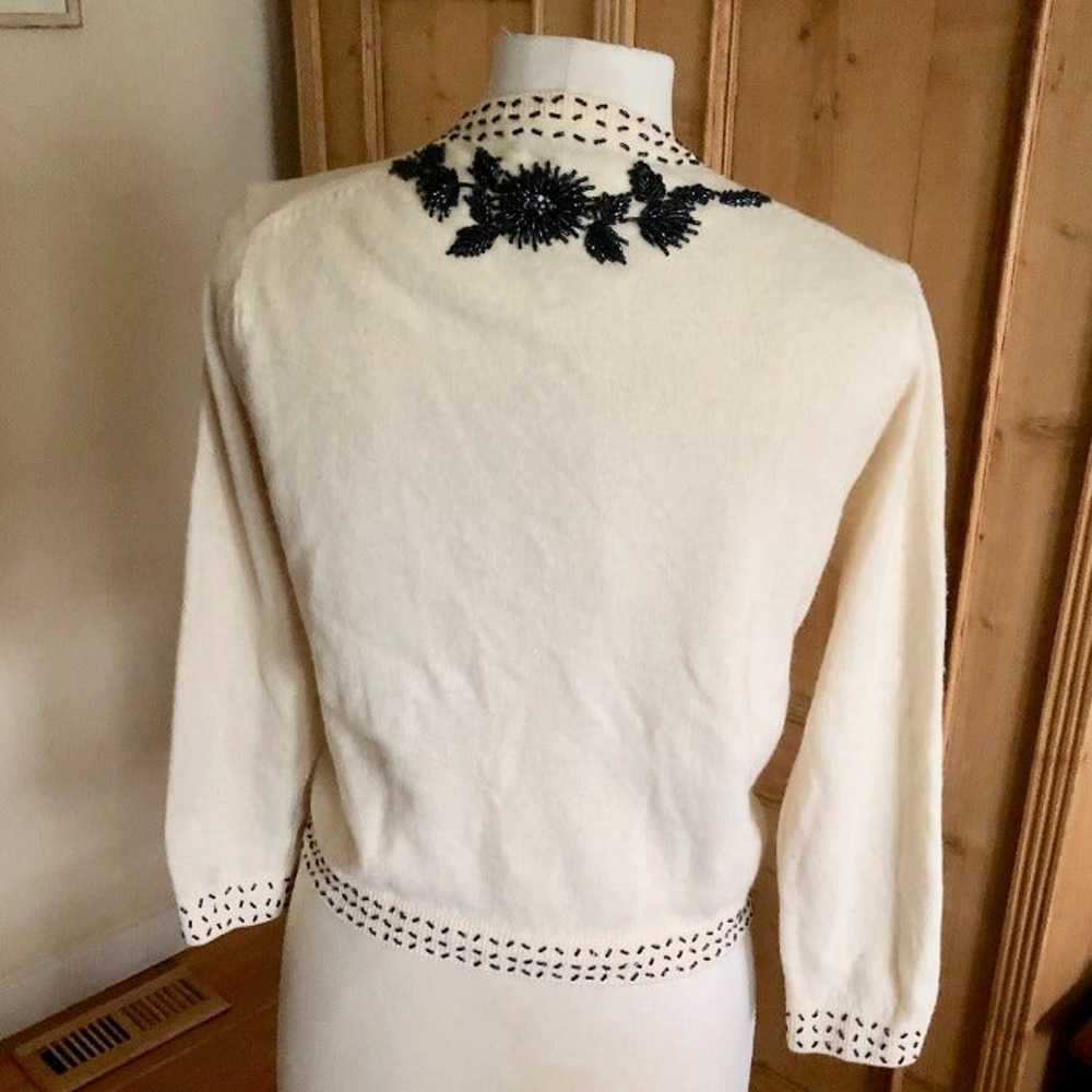 Vintage 50’s Beaded Sweater, Size M - image 5