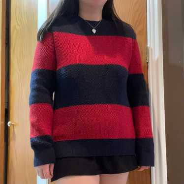 gap red and navy striped sweater