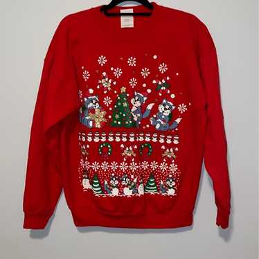 Vintage 1990s Christmas Cat Sweatshirt